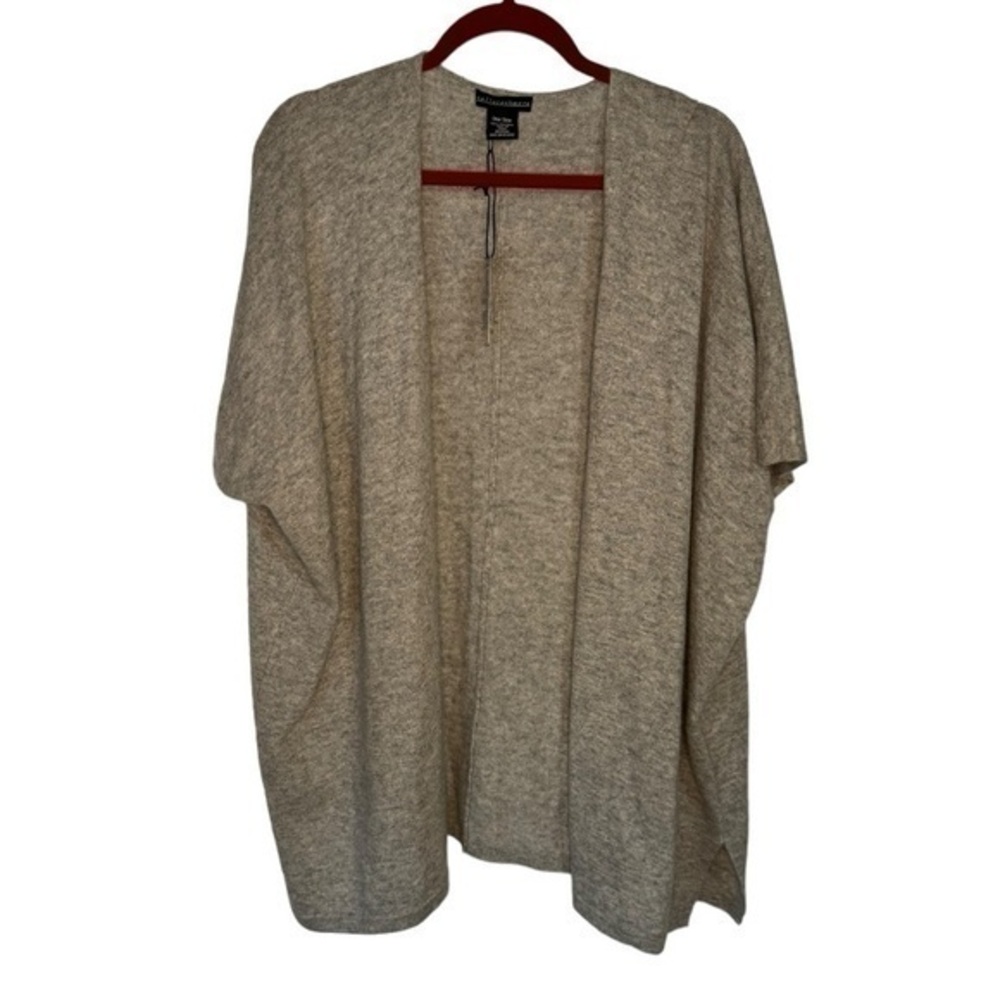 Sofia Cashmere Light Gray‎ Open Front 100% Cashmere Cape Sweater NWT